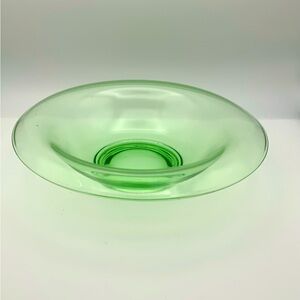 Vintage Green Depression bowl Glass Rolled Edge Centerpiece